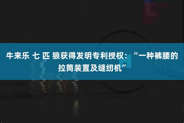 牛来乐 七 匹 狼获得发明专利授权：“一种裤腰的拉筒装置及缝纫机”