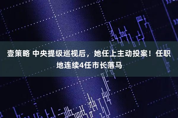 壹策略 中央提级巡视后，她任上主动投案！任职地连续4任市长落马